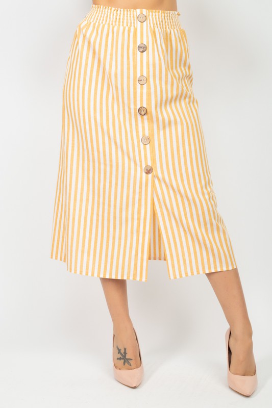 Striped Button Front Skirt - EvrySeason