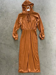 A Ribbed Midi Dress With Hoodie - EvrySeason