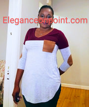 COLOR BLOCK V-NECK TOP - EvrySeason