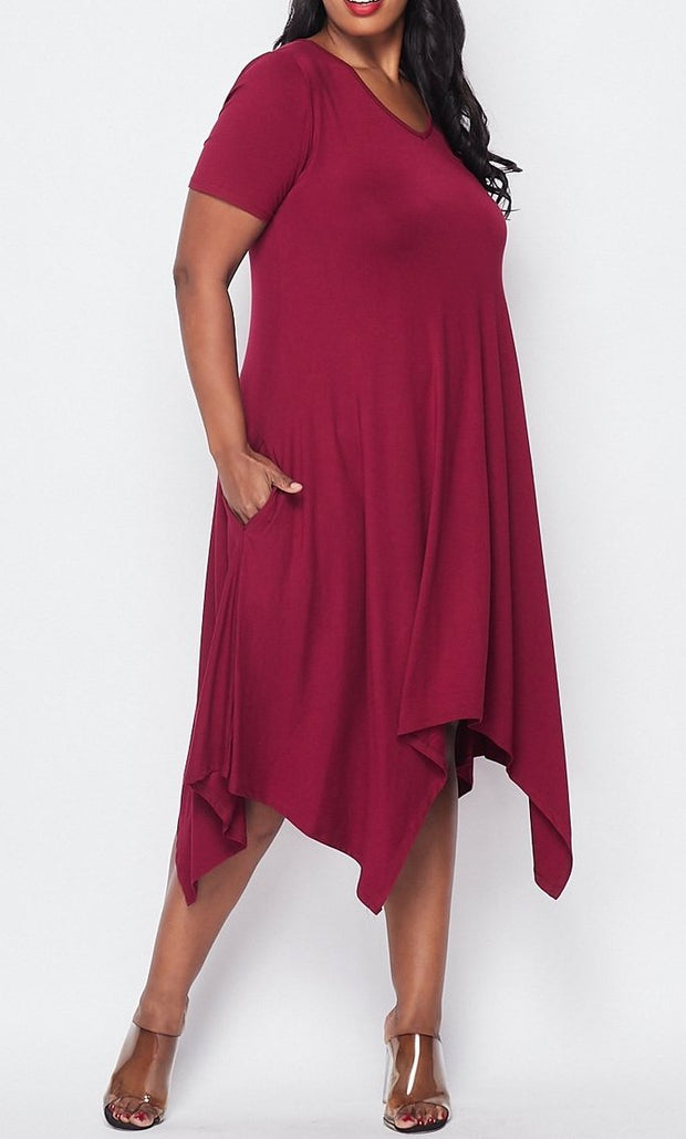 XL V-NECK SHORT SLEEVE TUNIC DRESS - EvrySeason