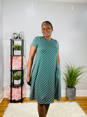 A GreenWhite Polka Dot Dress - EvrySeason
