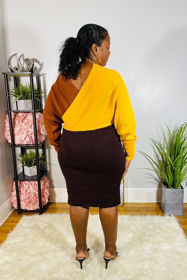 A Color Block Sweater Dress - EvrySeason